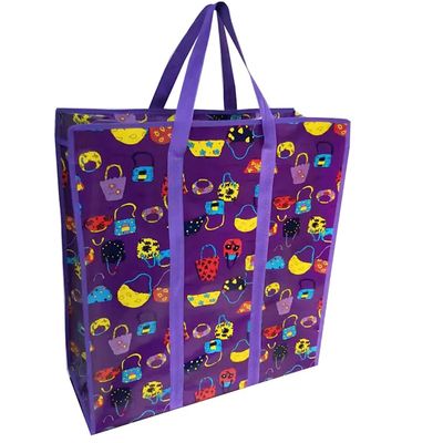 Sacs de magasinage tissés imperméables à la fermeture à glissière réutilisables Eco-friendly Nylon manche personnalisable