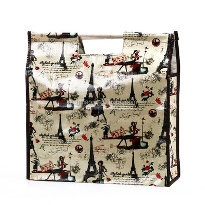 Sac de magasinage en PP à double poignée réutilisable en tissu stratifié avec lave-linge et pliable