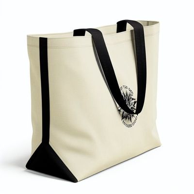 Logo personnalisé imprimé sac à dos en toile fermeté à la fermeture à glissière avec revêtement en PP pour achats personnalisés