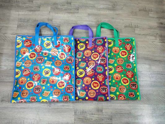 Sacs de magasinage de couleur Cmyk ou Panton à double poignée fermeture à fermeture à glissière Design écologique